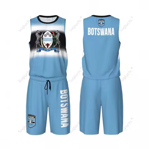 Men Botswana Flag Basketball Jersey Set Mesh Shirt & Pants Sleeveless