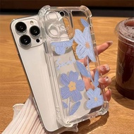 Ins Style Blue Oil Painting Flowers Phone Case For Samsung Galaxy S26 S25 Ultra Edge Plus FE M36 F36
