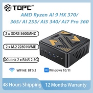 TOPC AMD AI 9 HX 370/Ryzen 7 H 255  Mini PC  2x SO-DIMM DDR5 5600MHZ M.2 2280 NVME SSD Gaming/Office