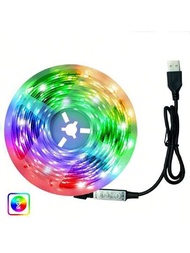 Led 燈條 3 鍵 Rgb 霓虹燈條燈 Rgb Led 膠帶 5m 房間裝飾智慧 Led 燈