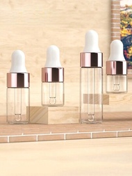10入組小型滴管瓶,空玻璃精油芳香瓶,1ml、2ml、3ml、5ml玫瑰金蓋玻璃落管瓶
