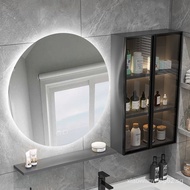 [in stock]Bathroom Storage Bathroom Mirror Cabinet Light Luxury round Smart Mirror Single Wall-Mounted with Light Anti-Fog with Shelf