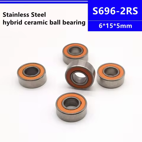 10pcs/50pcs S696-2RS 6*15*5mm Stainless Steel Hybrid Ceramic Ball Bearing 696 6x15x5 mm S696RS ABEC-