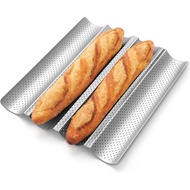 Baguette Bread Pan, Premium Nonstick Perforated Baguette Pan for French Bread Baking, 4 Loaves Bague
