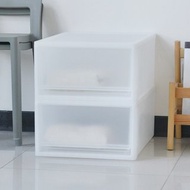 日本JEJ 日本製多功能單層抽屜收納箱(全霧透/中)-單層32L-2入