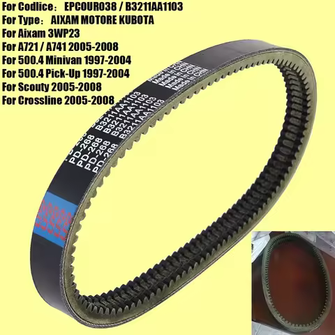 Drive Belt for AIXAM MOTORE KUBOTA Aixam 3WP23 A721 A741 500.4 Minivan Pick-Up Scouty Crossline EPCO