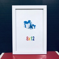 8x12 Photo Frame Code 02 White Vintage Cute Wooden