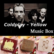 SOFTALK Solid Wood Wine Red Theme Coldplay-yellow Music Box Birthday, Christmas, Valentine's Day Gif