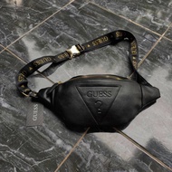 GUESS LEATHER WAIST BAG WAISTBAG WB 833 GOLD TAS cowok cewek guess waist bag waistbag  tas selempang