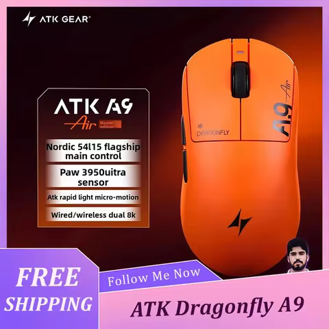 ATK A9 Air Ultimate Gaming Mouse Wireless Bluetooth Lightweight PAW3950 Ultra Dual 8K Esports Mouse 