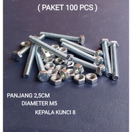 M5X25MM BOLT NUT 2.5CM (100PCS) bolt and nut