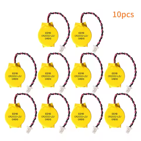 10piece EEMB 3V 2Pin CR2032 Battery with Wire CMOS Battery Motherboard Laptop Replacement Battery fo