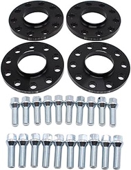 2X 12mm + 2X 15mm Thickness 5 x 120 PCD 72.5mm M14x1.25 Bolts 40mm / 43mm Threads Black Alloy Wheel 