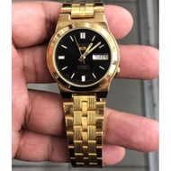 ORIGINAL Seiko 5 Gold Plated Black Dial UNISEX Automatic Watch
