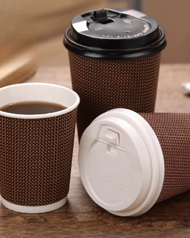 [ยกลัง500ชิ้น] แก้วกระดาษลูกฟูก หน้า 2 ชั้น รหัส SS-01-b-wl-10 สีน้ำตาล