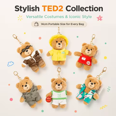 Official Licensed TED2 Teddy Bear Keychain 14cm Soft Plush Bear Pendant Cute Multi Outfit Stuffed Ch