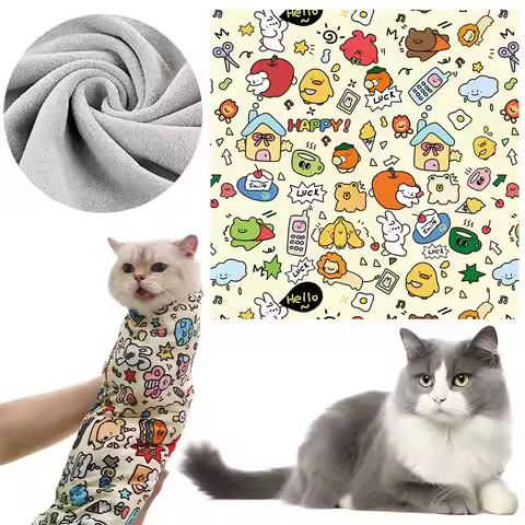 Cat Calming Wrap Self-Adherent Cat Wrap Anti-Bite Cat Swaddle Burrito Wrap Anti-Escape for Nail Trim