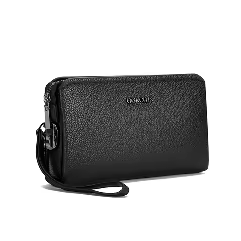 Men's Solid Color PU Leather Password Lock Handbag Long Wallet Storage Bag sacoche homme pochette uo