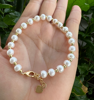 ( NGỌC TRAI ĐẸP ) Chuỗi tay ngọc trai 6 ly phối châu bi thế hệ mớimang thời trangbao đẹp.