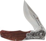 Accessories Smith & Wesson Unwavered Folder Featuring Engraved Rosewood Handle, Drop Point Blade, an
