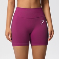 Gymshark-stitched Three-waist Fitness Shorts Womens High-waist Peach Hip Exercise Shorts Tight Yoga 
