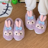 DYRUIDOJSG Warm Fur Slippers, Fluffy Bow Cartoon Plush Slippers, Cute 3D Bunny Linabell/StellaLou An