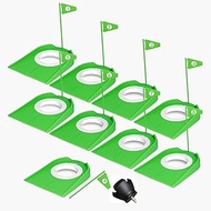 Shu-Ran 9 Pack Golf Putting Cups with Flags, Plastic Golf Training Aids with Golf Ball Retriever Gol