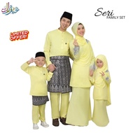 (SOFT YELLOW KURUNG MODEN SERI) SET FAMILY RAYA 2022. BAJU RAYA SEDONDON IBU ANAK. SET IBU AYAH DAN 