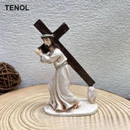 [TENOL] Jesus Figurine Resin Mini Statue Christian Decoration Religious Ornament for Home Altar Fest