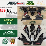 RAPIDO Honda Adv160 Batman (16) Hitam Merah Maroon Body Coverset Sticker Tanam Stripe Merah Purba