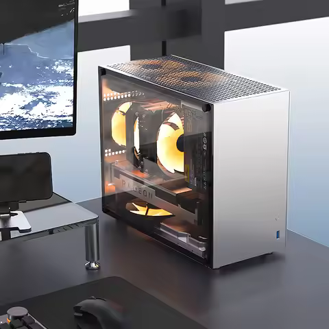 (New Arrival)ZZAW C2 Plus Computer Case Support Full Size MATX Motherboard+ATX Power Supply+3 Fans L