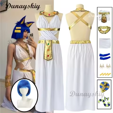 Ankha Cosplay Costumes Egyptian Queen Dresses Game Animal Crossing Role Play Uniform Halloween Carni
