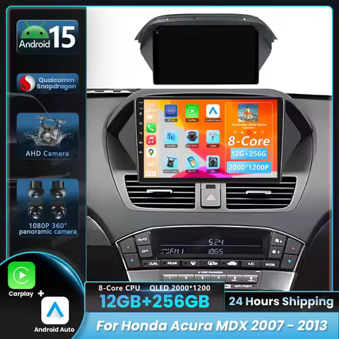 Android 15 Carplay Auto For Honda Acura MDX 2007 2008 - 2013 Multimedia Car Radio Player Video Autor