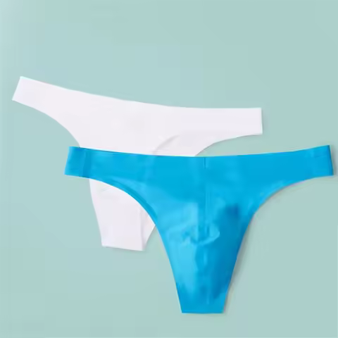 2PCS Fast Shipping Ice Silk Ultra Thin Thong for Men Seamless G Strings Big Pouch Underwear Low Rise
