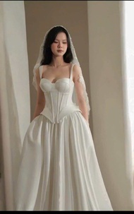 Váy cưới đi bàn thân croset định hình