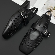 FMS0 ASH Genuine Leather Women's Shoes2025Summer New Genuine Leather Clogs Flat Non-Slip Casual Fash