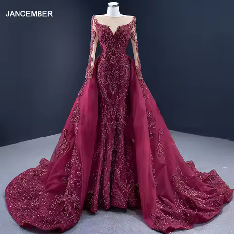 Factory Wholesale Promotion Long Evening Bridesmaid Dress Sequins Full Sleeves Lace Up Illusion فستا