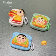 For AirPods 1 2 3 4 Pro 2 Wavy 3D Crayon Shin-chan Cartoon Soft Tpu Earphone Case Protective Cover
