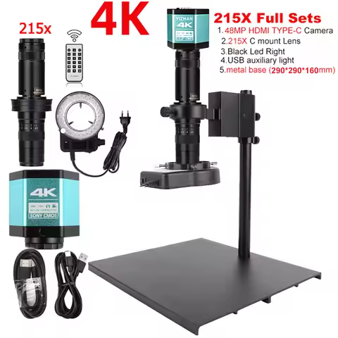 4K Digital Microscope for Electronics HDMI USB Video Industrial Camera 215x/150x Lens Software Conne