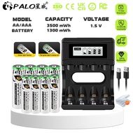 PALO 1.5V AA/AA  lithium battery rechargeable battery low self-discharge battery +4-slot charger