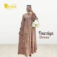 MAIZAYA - FAWZIYA DRESS - Gamis Crinkle Bordir - Dress Babydoll Embroidery - Gamis Busui Friendly