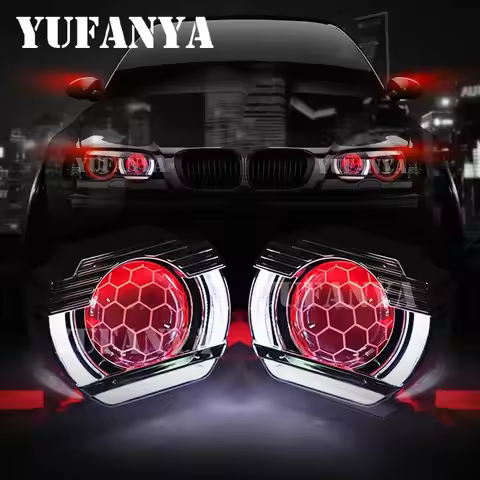 Car 8.0 Headlight Lenses LED Angel Eyes 2.5 Inch Bi-xenon Lens RGB Devil Eyes Projector H4 H7 H1 Car