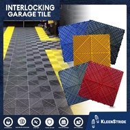 KleenStride Interlocking Garage Floor Tiles | Water Drain Non-Slip Carwash Grid Tile Matting 40x40cm