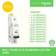 MCB SCHNEIDER iC60H 10kA 1 PHASE 1P 6A 10A 16A 20A 25A 32A 40A 50A 63A A9F84101 A9F84102 A9F84104 A9