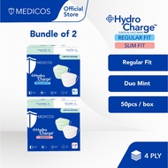 MEDICOS HydroCharge™ 4 Ply Surgical Face Mask Regular/Slim Fit - Duo Mint (2 Boxes)
