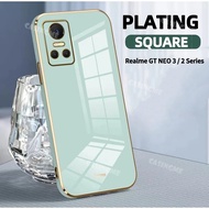 GT NEO 3 Square Side Frame Plating Casing For Realme GT Neo3 Neo2 GT2 Pro Neo 2 3 Phone Case Thin Full Cover Glossy Soft Back Camera Protector Shockproof Phone Back Cover