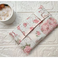 KATUN Travel tissue pouch pocket holder bshan cotton floral motif pink white