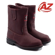 Amazing Mall 0413 Black Hammer Men's Safety Shoes High Cut With Slip On KASUT SAFETY Men Boots Kasut