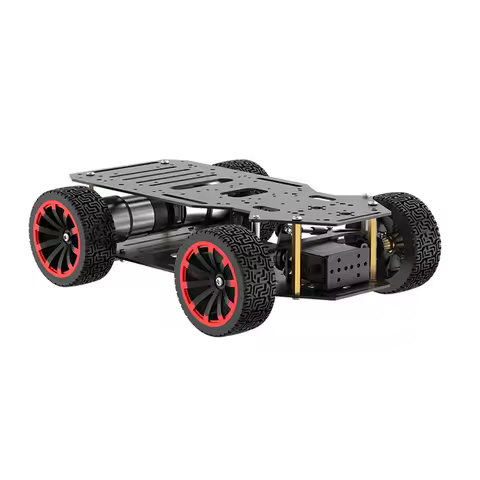 5KG Load Assembled Metal Ackerman Robot Car Chassis with Dual Encoder Motor Front Wheel Servo Steeri