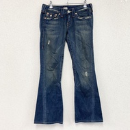 True Religion 牛仔褲，拉鍊門襟，靛藍色，27 碼，古著。